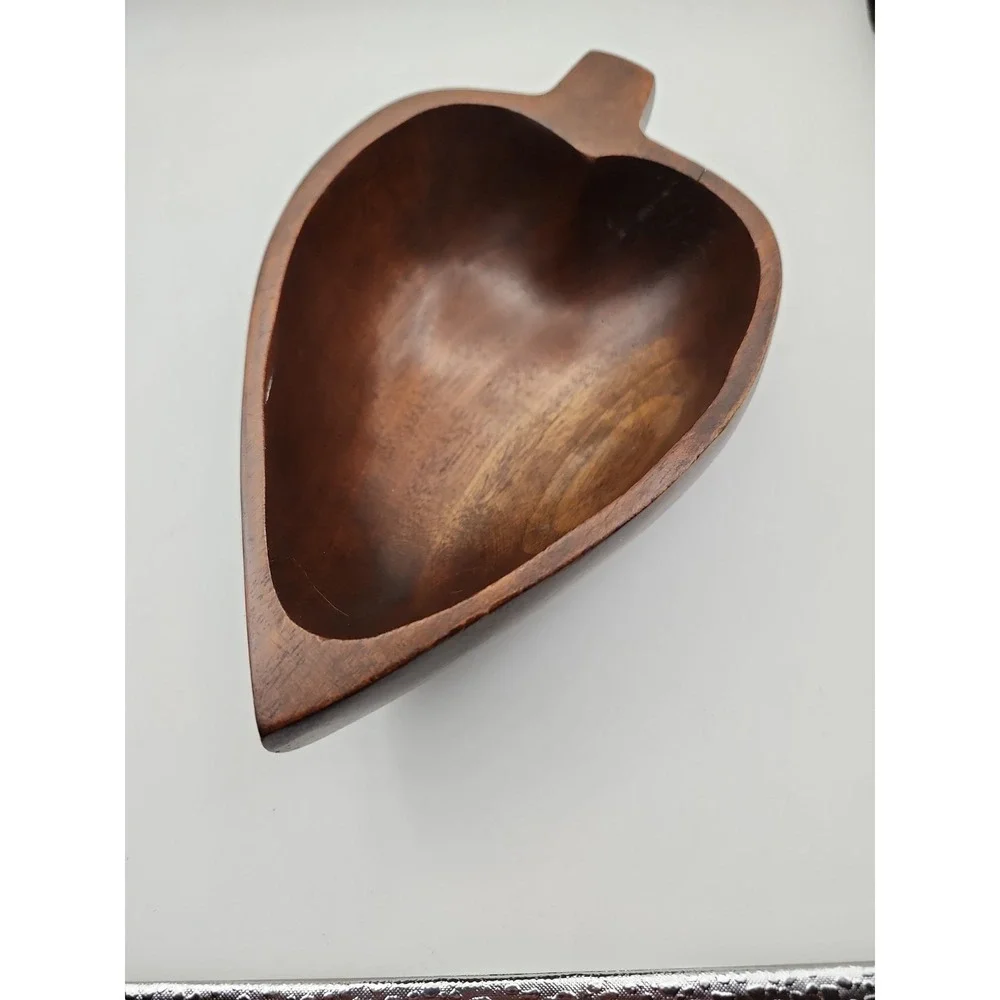 MCM Monkey Pod wood bowls playing card suit shapes. Set Of 4 Snack Bowls